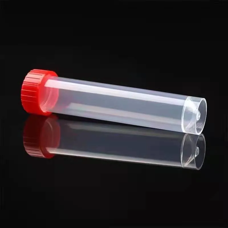 Twenty to 0ne High Quality Free Standing Transport Sample Collection Tubes with Screw Cap and Leakproof